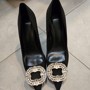 Mango Black Women's Shoes with Crystal Embellishment